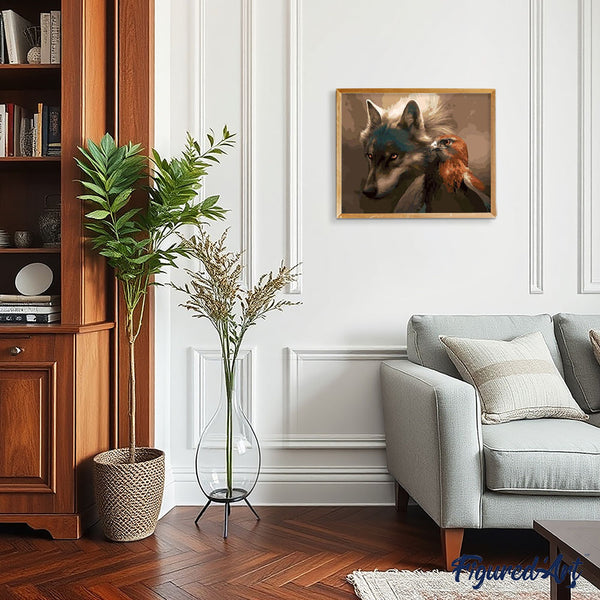 Paint by numbers | Wolf and Eagle | eagles animals advanced wolves birds | Figured'Art