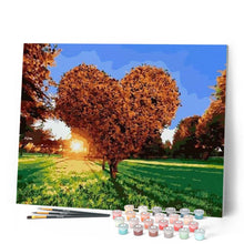 Load image into Gallery viewer, paint by numbers | Sunset and Heart Tree | advanced landscapes romance | FiguredArt