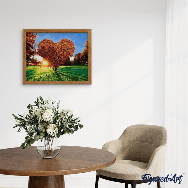 paint by numbers | Sunset and Heart Tree | advanced landscapes romance | FiguredArt