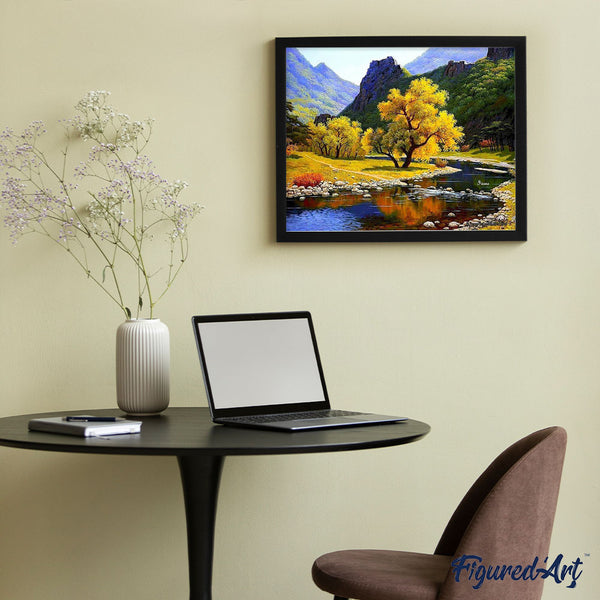 paint by numbers | peaceful river in the mountain | new arrivals landscapes mountains advanced | FiguredArt