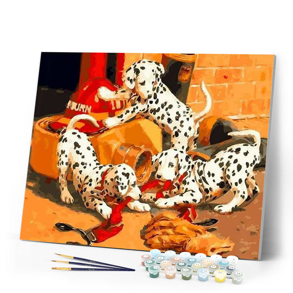 paint by numbers | Dalmatians playing | animals dogs easy | FiguredArt