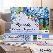 Load image into Gallery viewer, paint by numbers | van gogh road with cypress and star | new arrivals reproduction landscapes van gogh advanced | FiguredArt