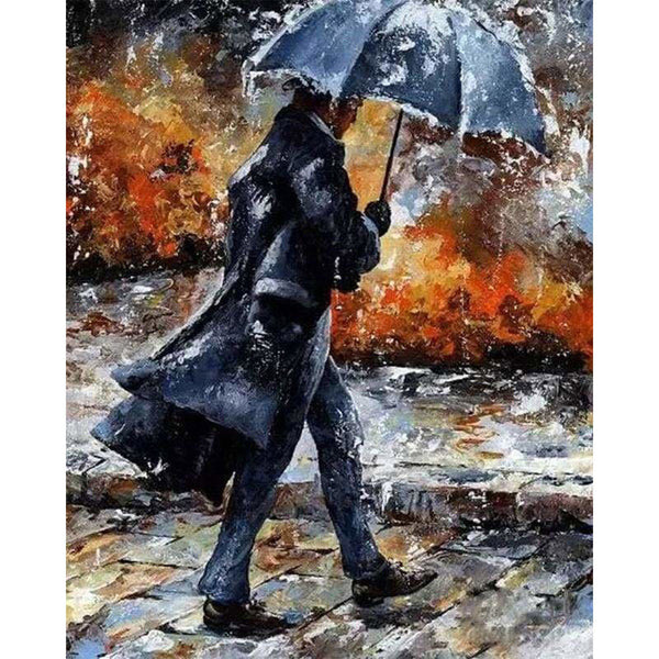 paint by numbers | Man walking in the Rain | advanced romance | FiguredArt