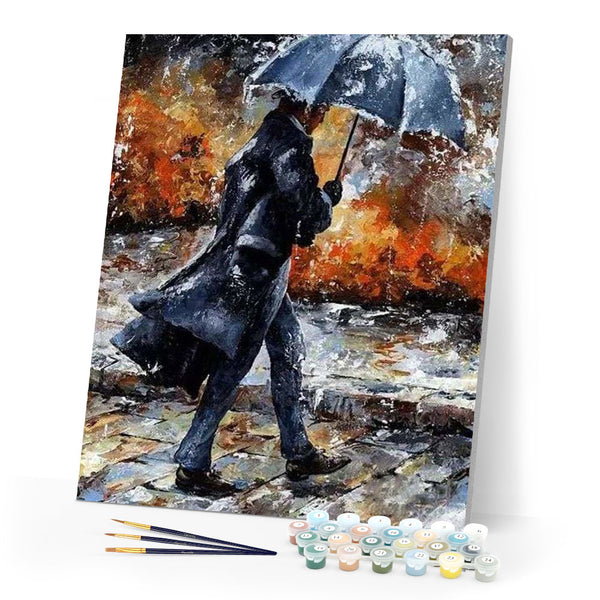 paint by numbers | Man walking in the Rain | advanced romance | FiguredArt