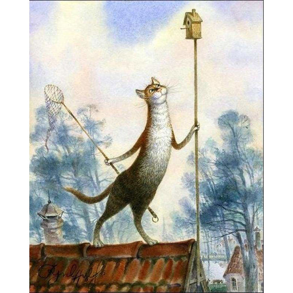 paint by numbers | Cat on a roof | advanced animals cats | FiguredArt