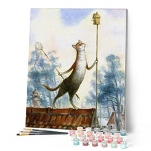 Load image into Gallery viewer, paint by numbers | Cat on a roof | advanced animals cats | FiguredArt