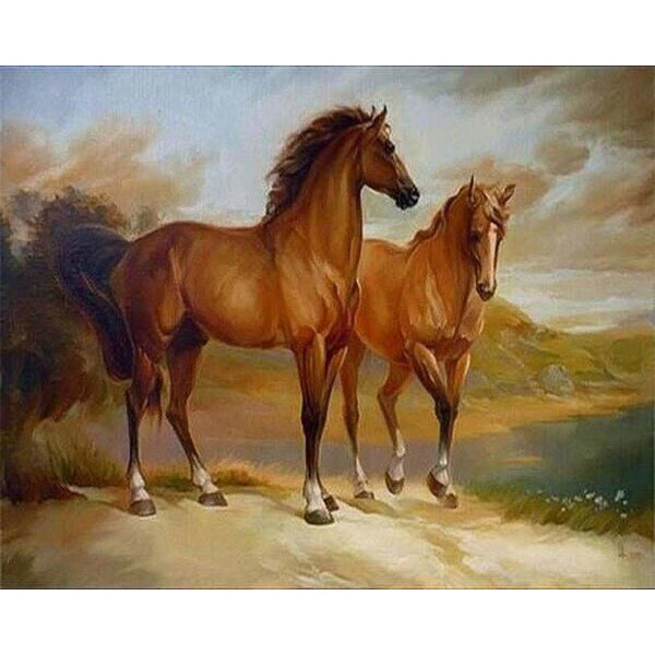 paint by numbers | Two Horses by the Water | advanced animals horses | FiguredArt
