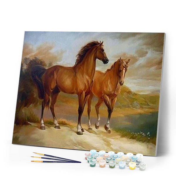 paint by numbers | Two Horses by the Water | advanced animals horses | FiguredArt