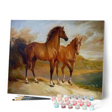 Load image into Gallery viewer, paint by numbers | Two Horses by the Water | advanced animals horses | FiguredArt