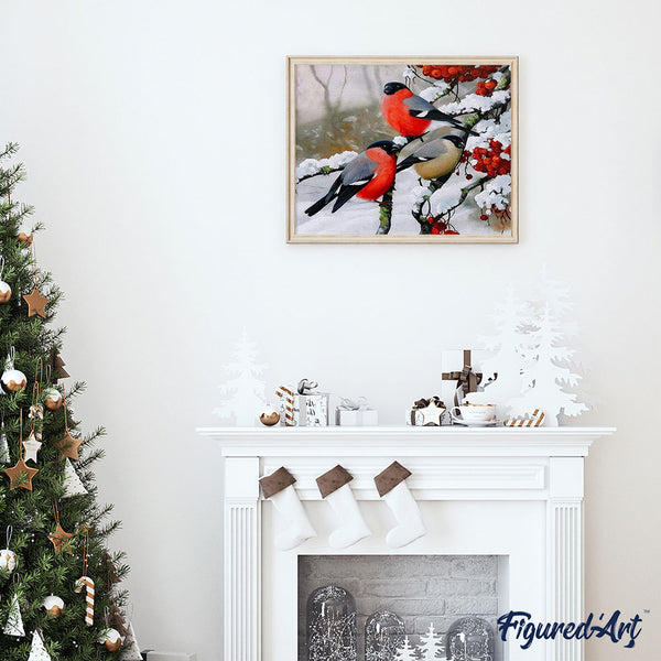 paint by numbers | european robin during winter | new arrivals animals birds winter advanced | FiguredArt