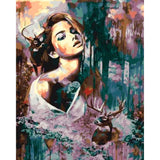 paint by numbers | woman and deer | new arrivals portrait animals deer advanced | FiguredArt
