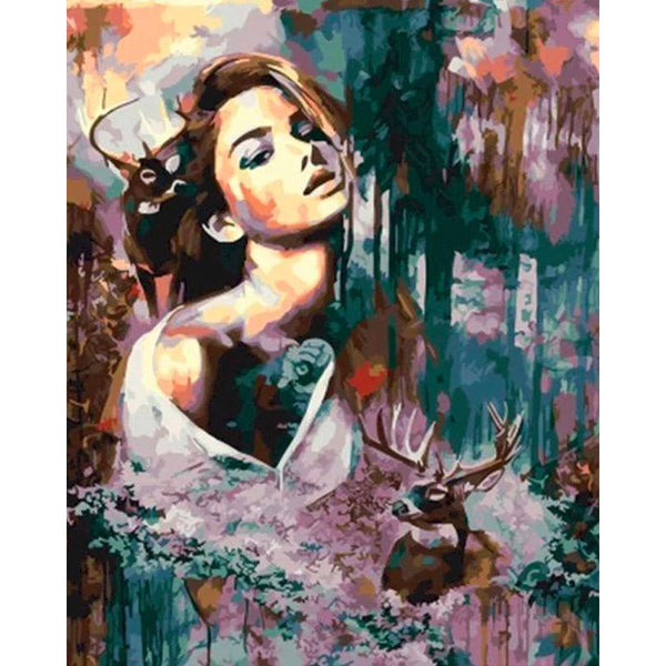 paint by numbers | woman and deer | new arrivals portrait animals deer advanced | FiguredArt