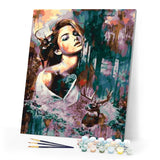 paint by numbers | woman and deer | new arrivals portrait animals deer advanced | FiguredArt