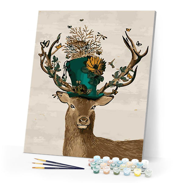 Paint by numbers | Deer and its hat | animals easy deer | Figured'Art