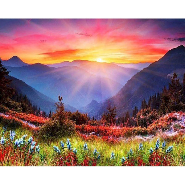 paint by numbers | sunrise in the mountain | new arrivals landscapes mountains flowers advanced | FiguredArt