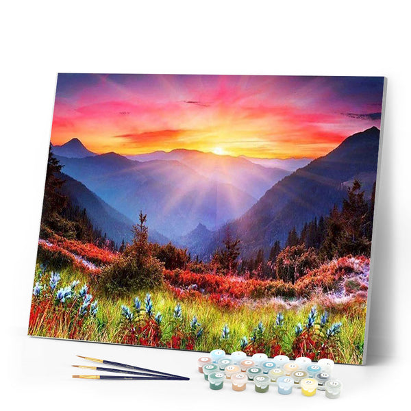 paint by numbers | sunrise in the mountain | new arrivals landscapes mountains flowers advanced | FiguredArt