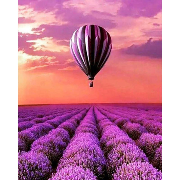 paint by numbers | hot balloon and field of lavender | new arrivals landscapes flowers advanced | FiguredArt