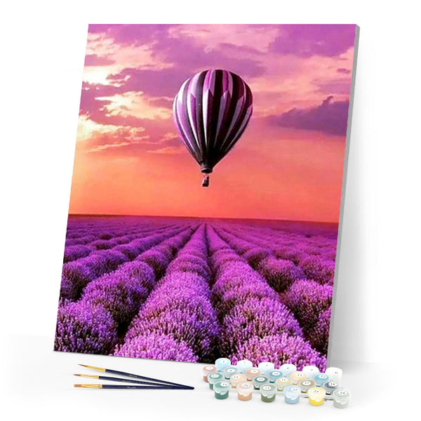 paint by numbers | hot balloon and field of lavender | new arrivals landscapes flowers advanced | FiguredArt