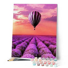 Load image into Gallery viewer, paint by numbers | hot balloon and field of lavender | new arrivals landscapes flowers advanced | FiguredArt