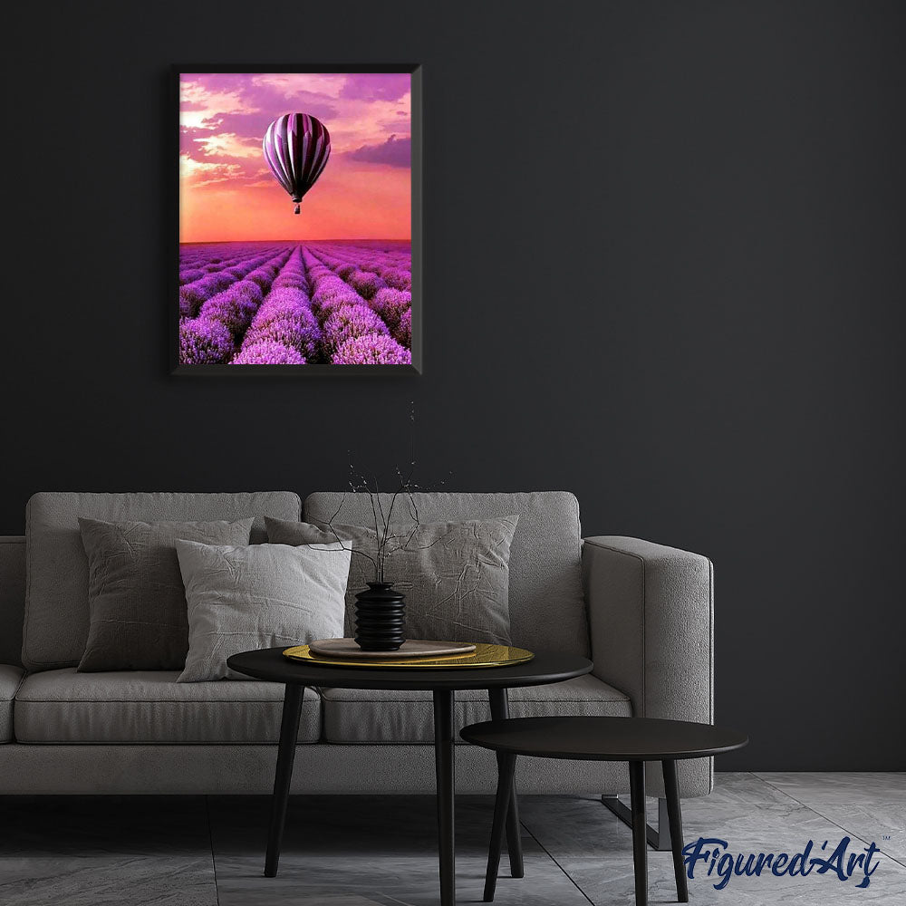 paint by numbers | hot balloon and field of lavender | new arrivals landscapes flowers advanced | FiguredArt