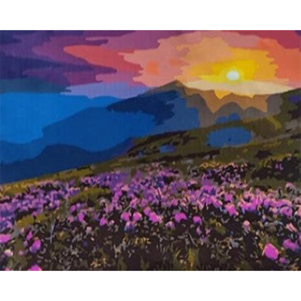 paint by numbers | sunset on the mountain | new arrivals landscapes mountains flowers advanced | FiguredArt