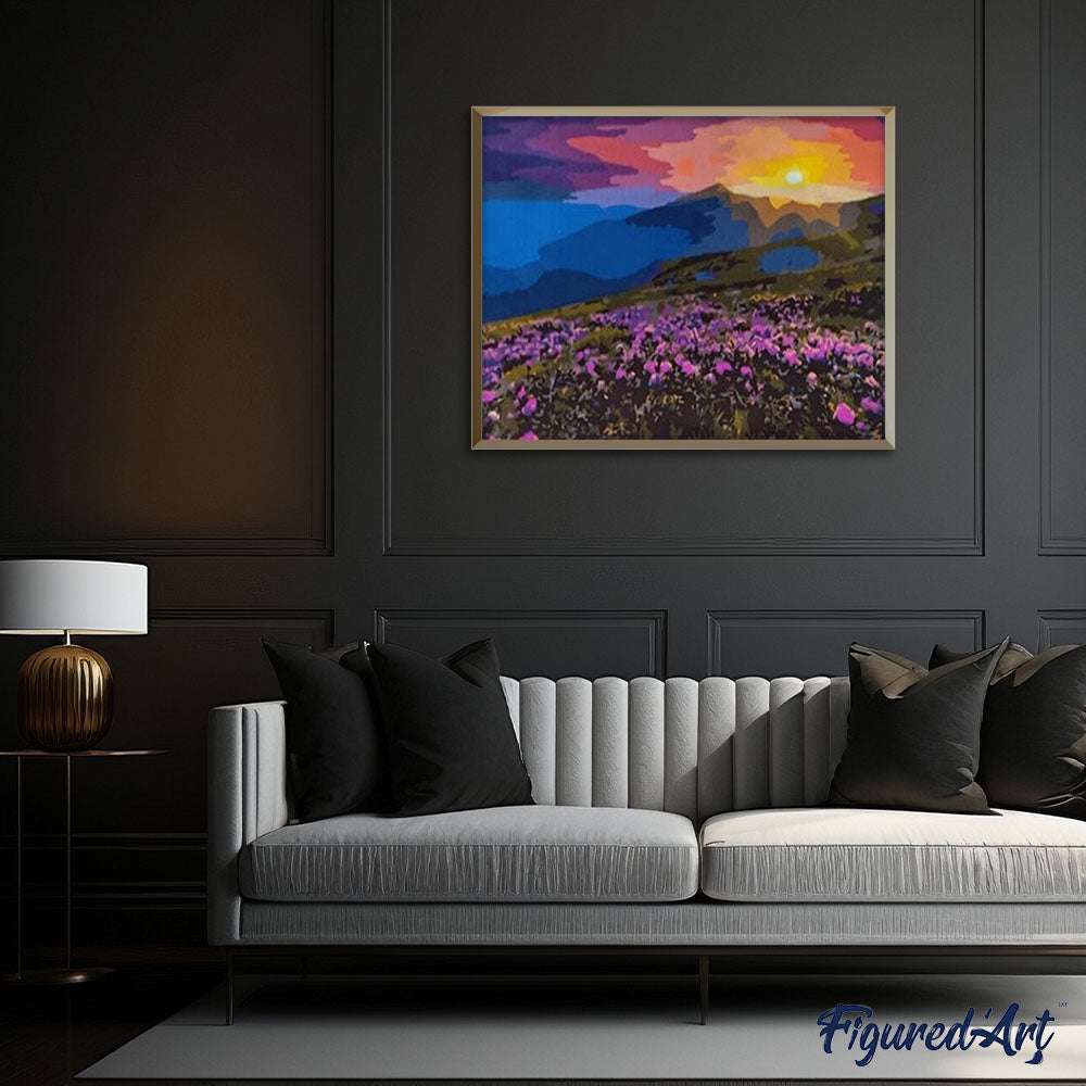 paint by numbers | sunset on the mountain | new arrivals landscapes mountains flowers advanced | FiguredArt