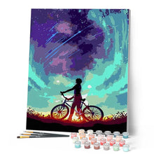 Load image into Gallery viewer, paint by numbers | bike and colorful sky | new arrivals landscapes abstract easy | FiguredArt