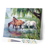 paint by numbers | three horses near the lake | new arrivals animals horses advanced | FiguredArt
