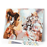 paint by numbers | woman and tiger | new arrivals animals tigers abstract intermediate | FiguredArt