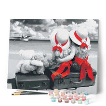 Load image into Gallery viewer, paint by numbers | Little Girls and red ribbons | easy landscapes | FiguredArt