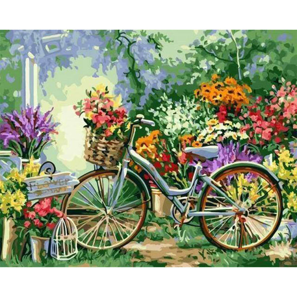 paint by numbers | Flowers and Bicycles | flowers intermediate landscapes | FiguredArt