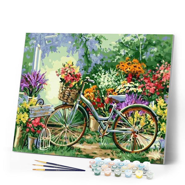 paint by numbers | Flowers and Bicycles | flowers intermediate landscapes | FiguredArt