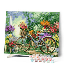 Load image into Gallery viewer, paint by numbers | Flowers and Bicycles | flowers intermediate landscapes | FiguredArt