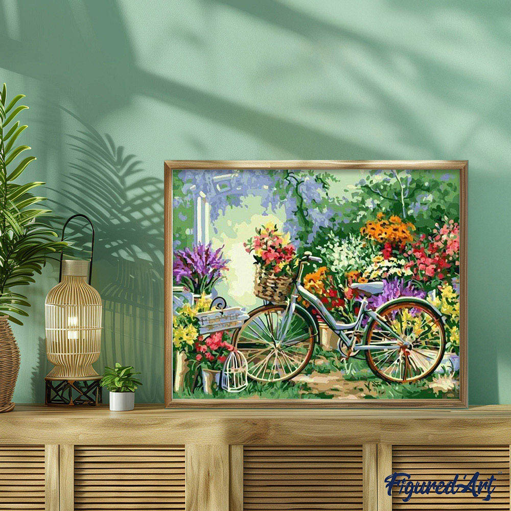 paint by numbers | Flowers and Bicycles | flowers intermediate landscapes | FiguredArt