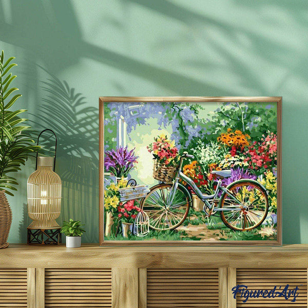 paint by numbers | Flowers and Bicycles | flowers intermediate landscapes | FiguredArt