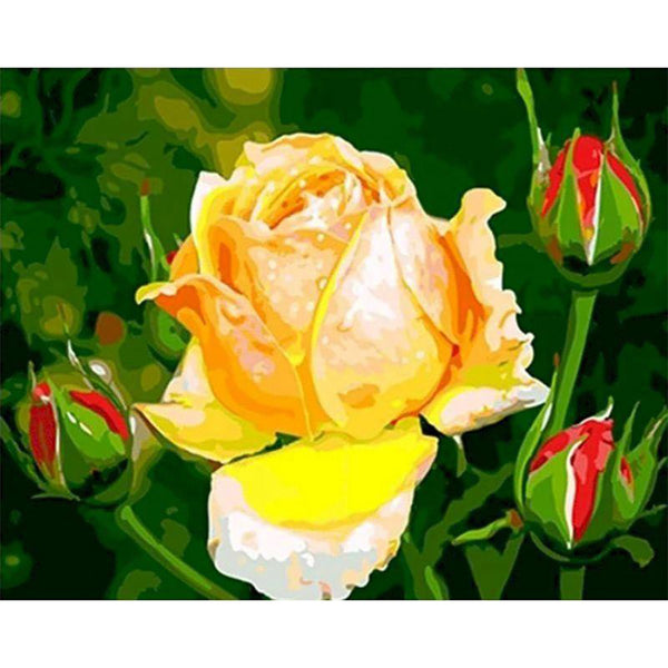 paint by numbers | yellow rosebud flower | new arrivals flowers easy | FiguredArt