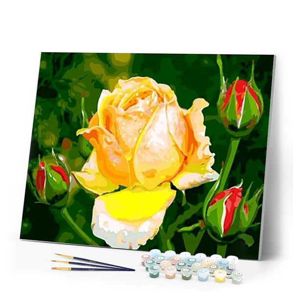 paint by numbers | yellow rosebud flower | new arrivals flowers easy | FiguredArt