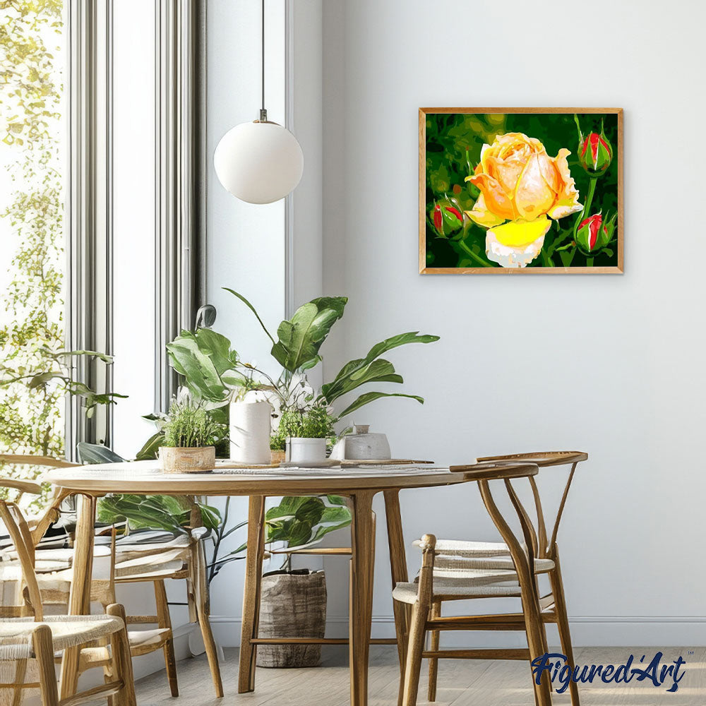 paint by numbers | yellow rosebud flower | new arrivals flowers easy | FiguredArt