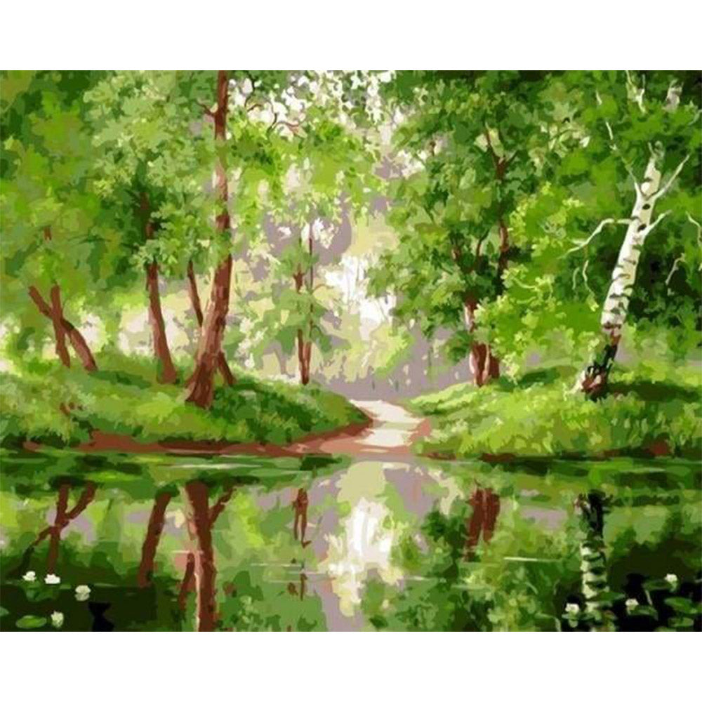 paint by numbers | Trees and Pond | advanced landscapes trees | FiguredArt