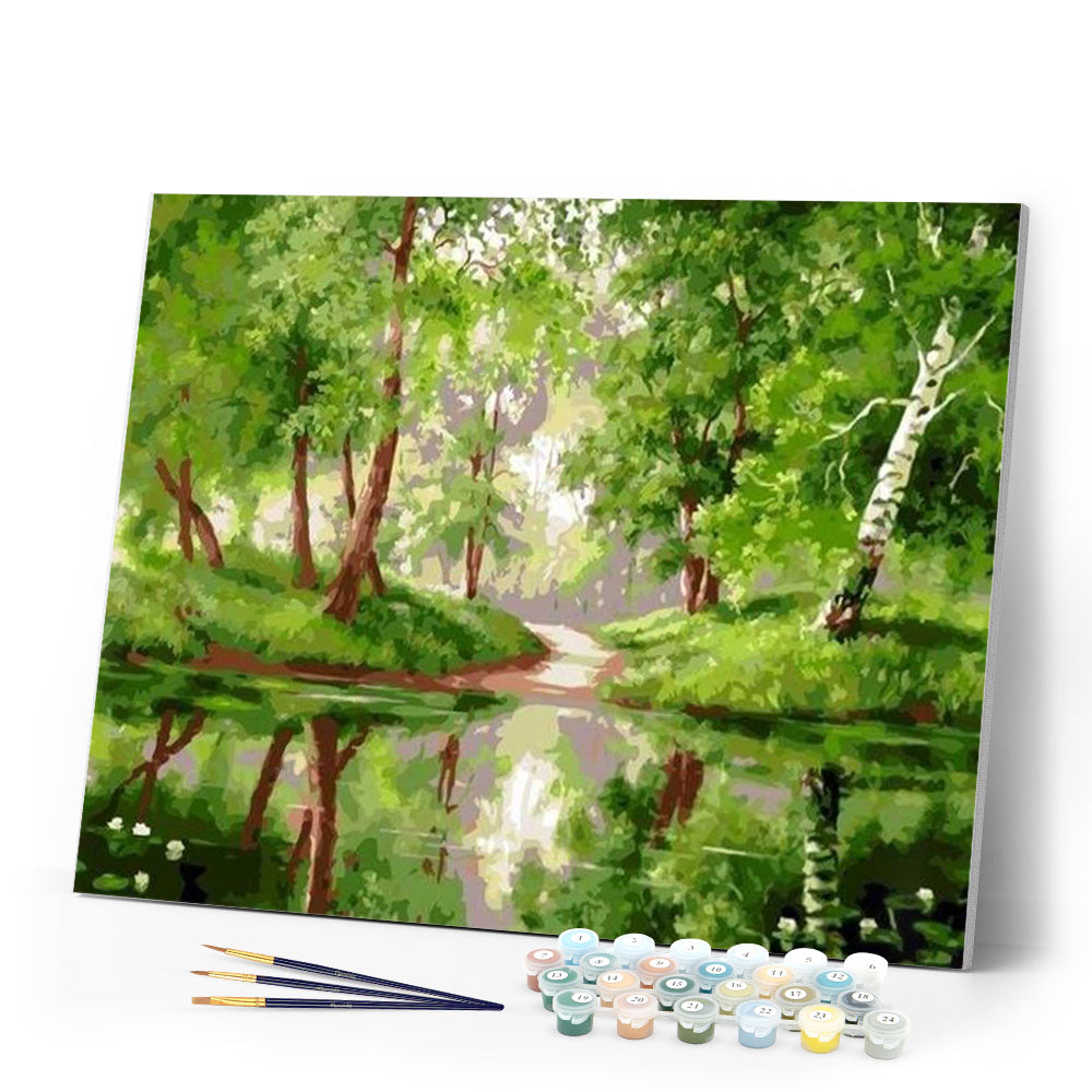paint by numbers | Trees and Pond | advanced landscapes trees | FiguredArt