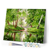 paint by numbers | Trees and Pond | advanced landscapes trees | FiguredArt