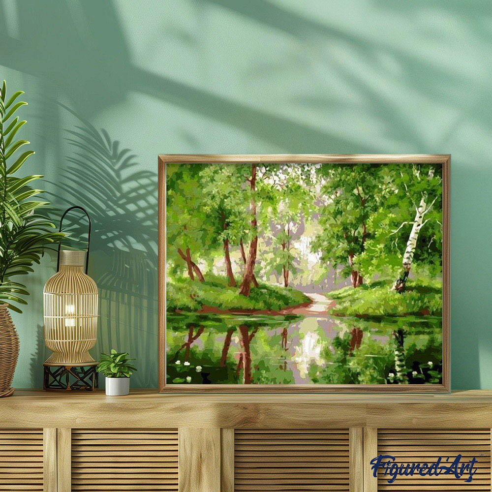 paint by numbers | Trees and Pond | advanced landscapes trees | FiguredArt