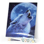 paint by numbers | wolf howling and moon | new arrivals animals wolves intermediate | FiguredArt