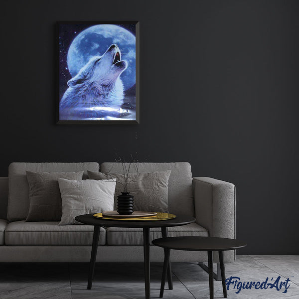 paint by numbers | wolf howling and moon | new arrivals animals wolves intermediate | FiguredArt
