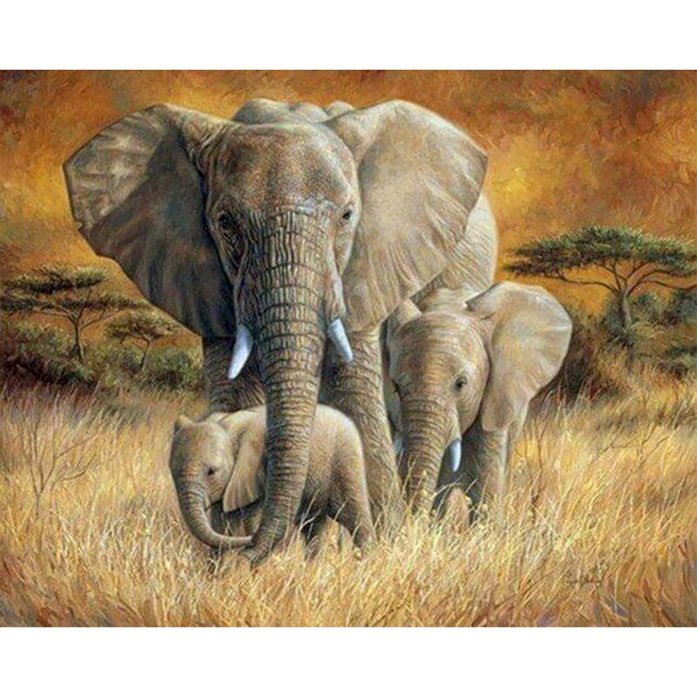 paint by numbers | family of elephants | new arrivals animals elephants advanced | FiguredArt