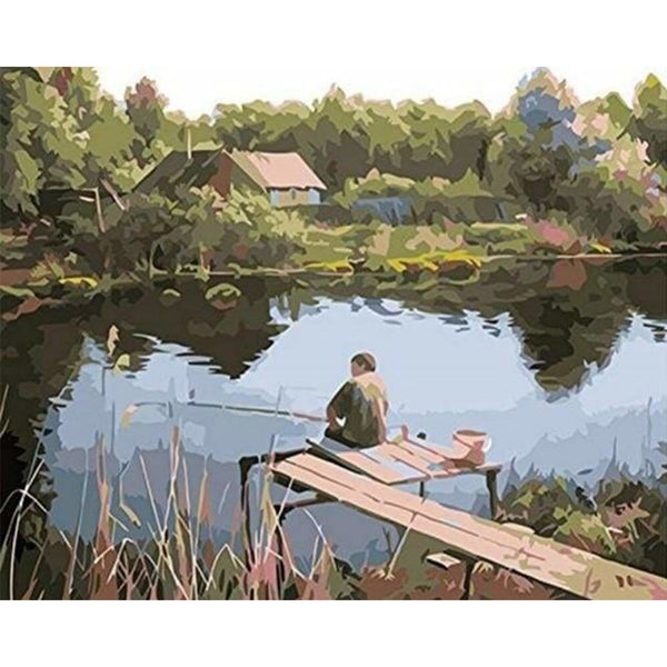 paint by numbers | Fisherman on the River | easy landscapes | FiguredArt