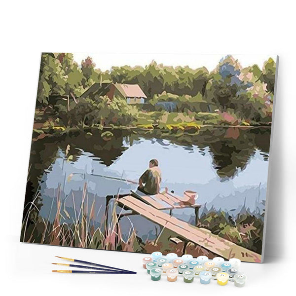 paint by numbers | Fisherman on the River | easy landscapes | FiguredArt