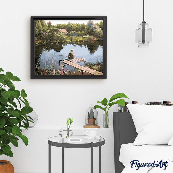 paint by numbers | Fisherman on the River | easy landscapes | FiguredArt