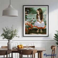 Load image into Gallery viewer, paint by numbers | Little Girl and Cat | advanced animals cats flowers portrait | FiguredArt