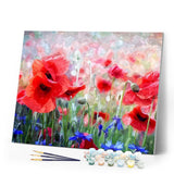 paint by numbers | poppies and blue flowers | new arrivals flowers intermediate | FiguredArt